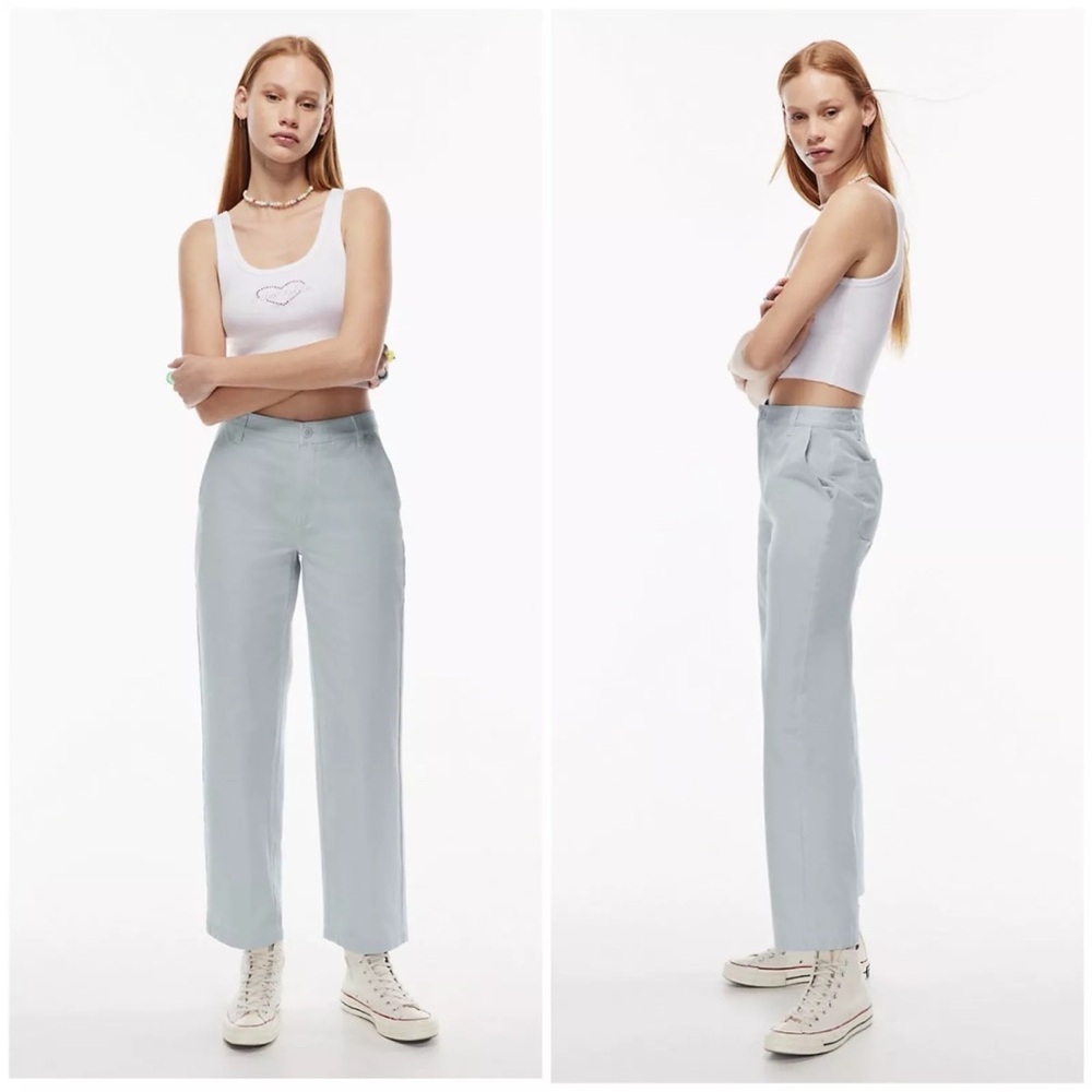 Sun deh Aritzia Jaden Pant Wide Leg Cargo Baby Blue Organic‎ Cotton Sz 2 NWT